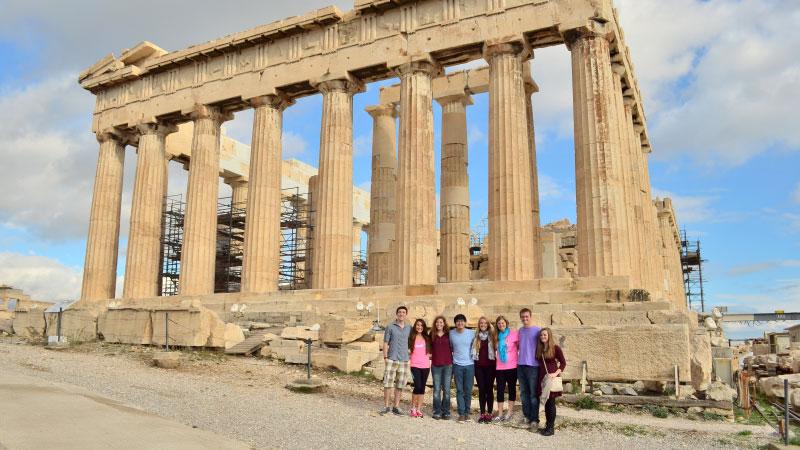 UE students visiting the Parthenon.